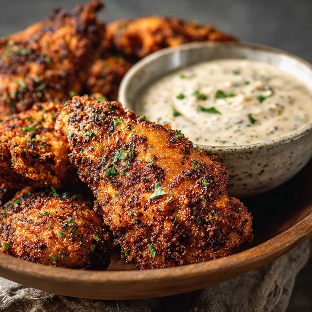 A bowl of Popeyes blackened ranch sauce.