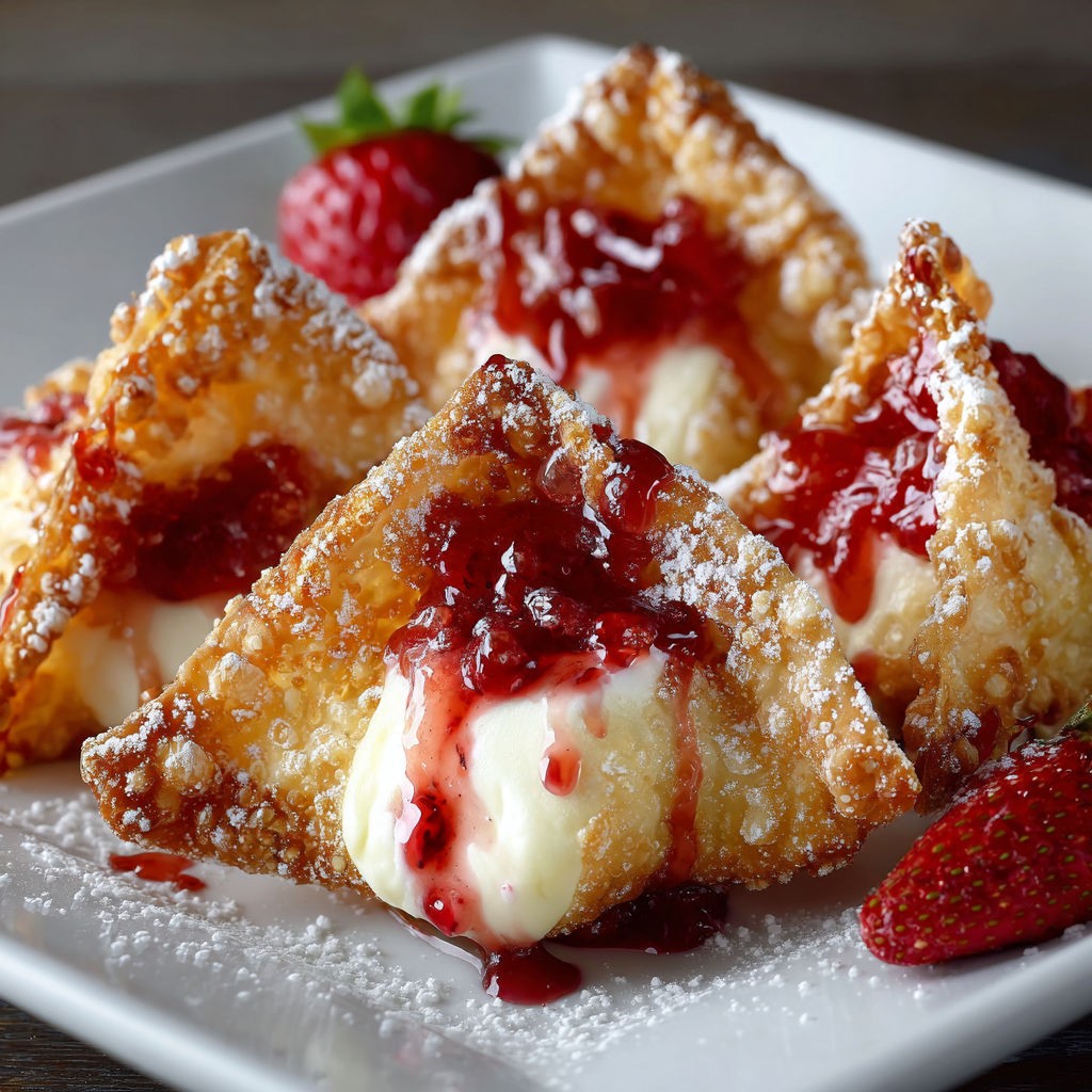 A plate of food with strawberries and cream.