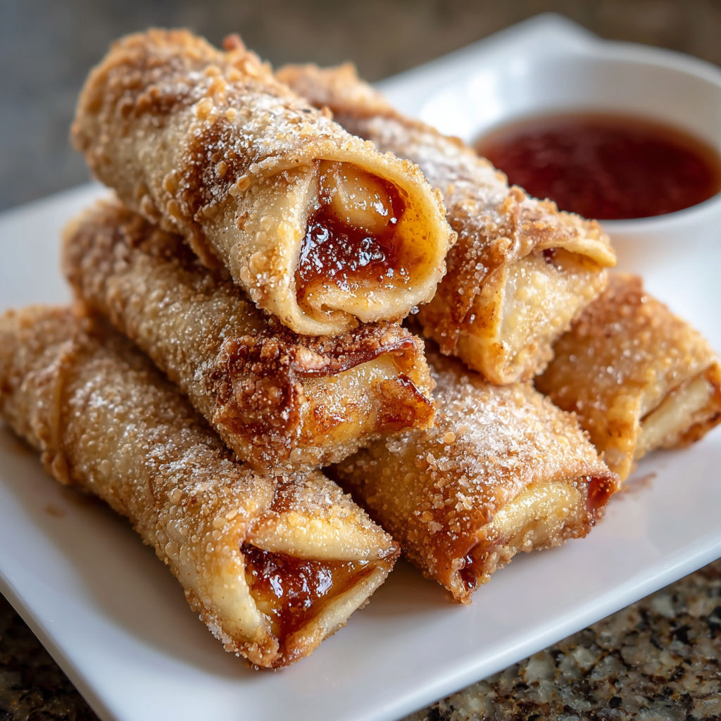 Peach Cobbler Egg Rolls Recipe.