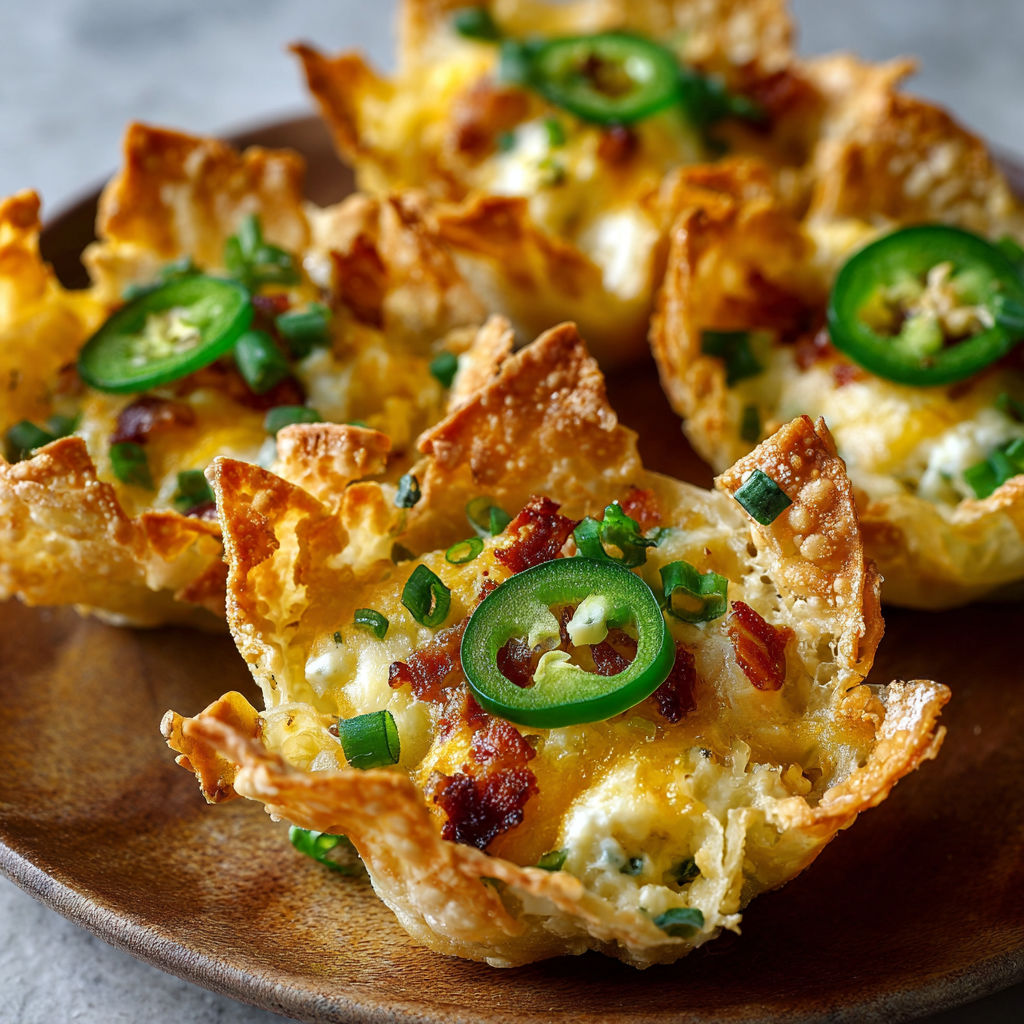 Spicy jalapeno popper wonton cups.
