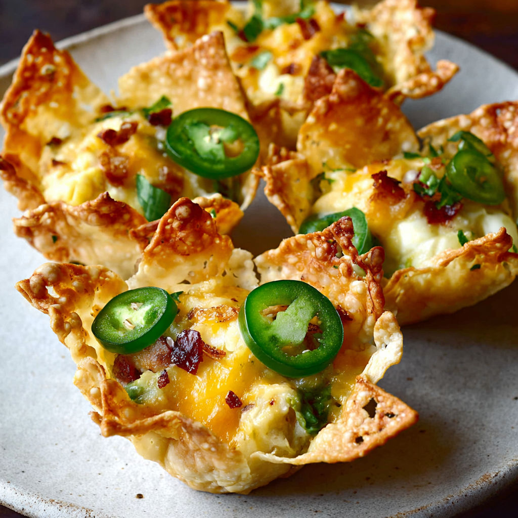 A plate of food with jalapenos on top.