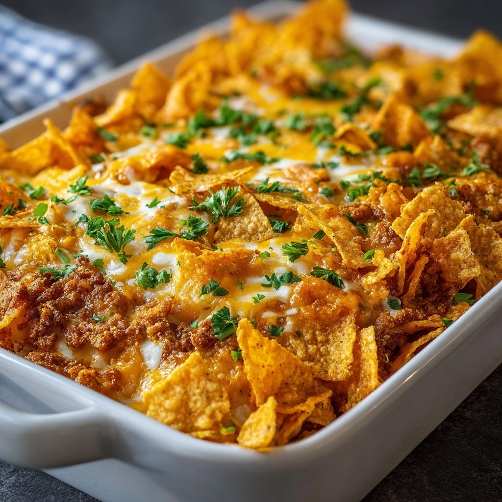 A white trash casserole with Doritos.