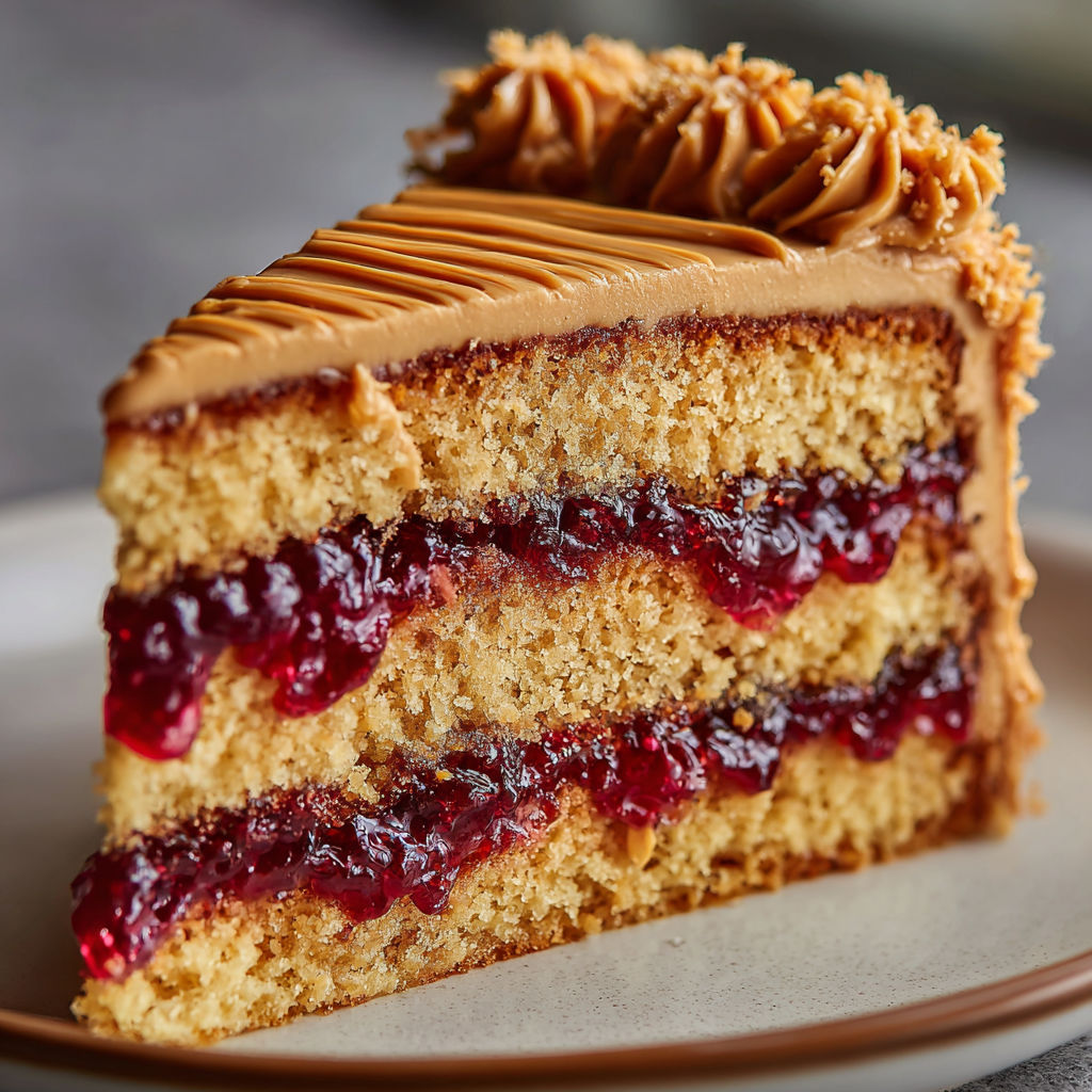 A slice of cake with a walnut topping.