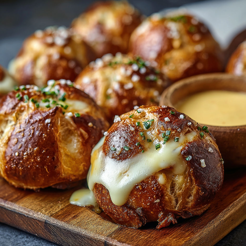 A plate of brisket and beer cheese pretzel bombs.