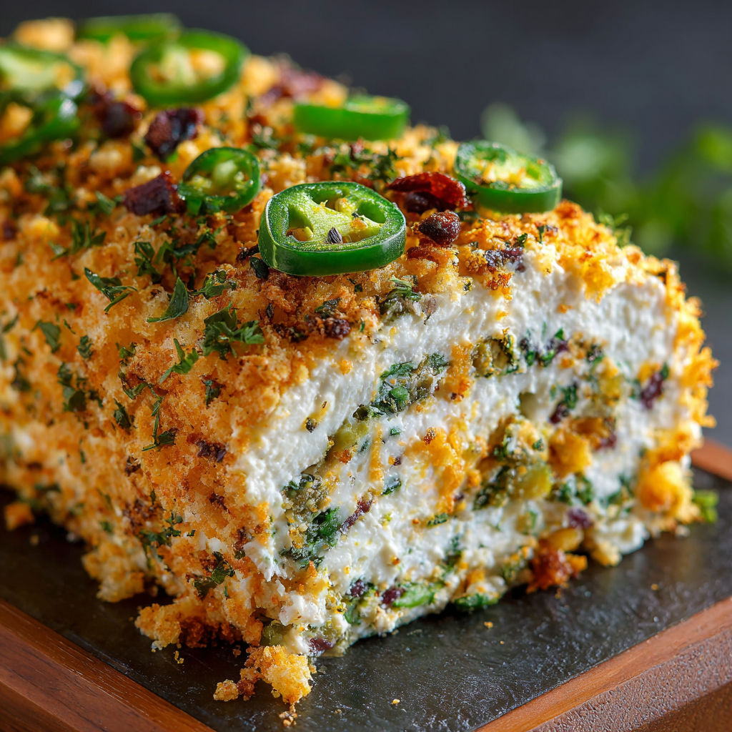 A slice of food with jalapenos on top.