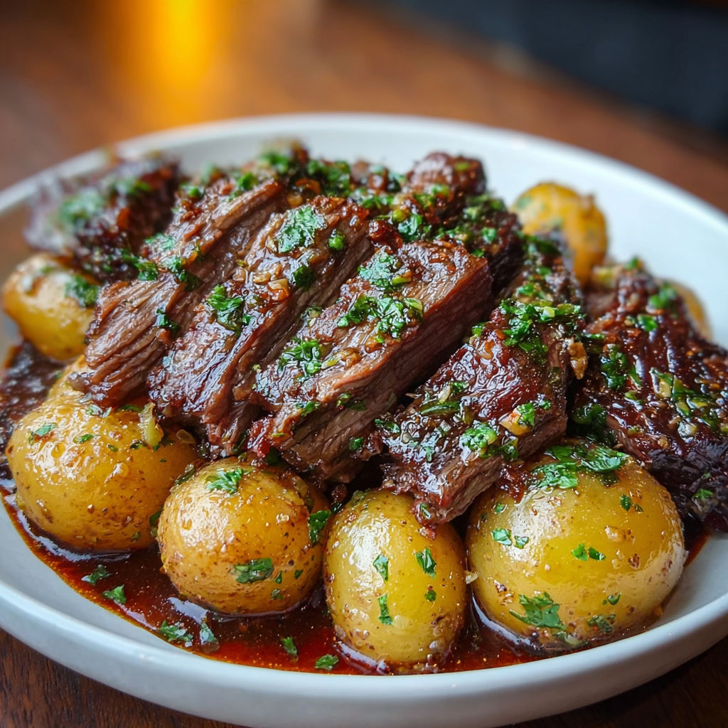 A plate of meat and potatoes.