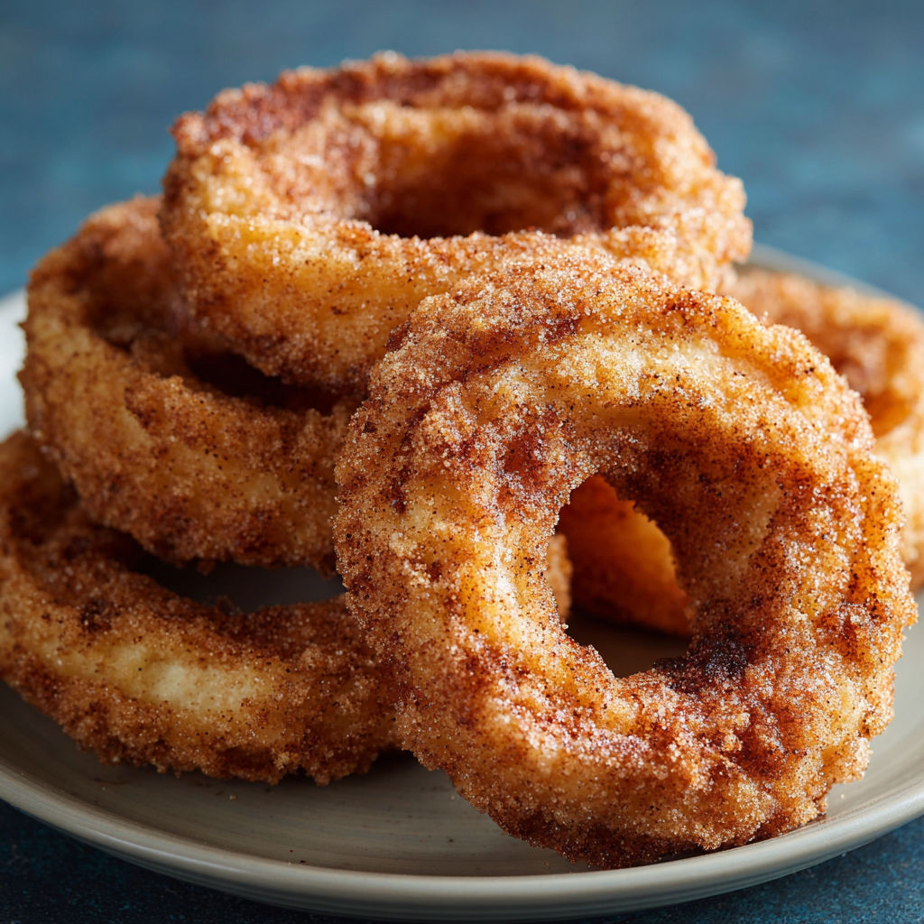 A plate of cinnamon apple rings.