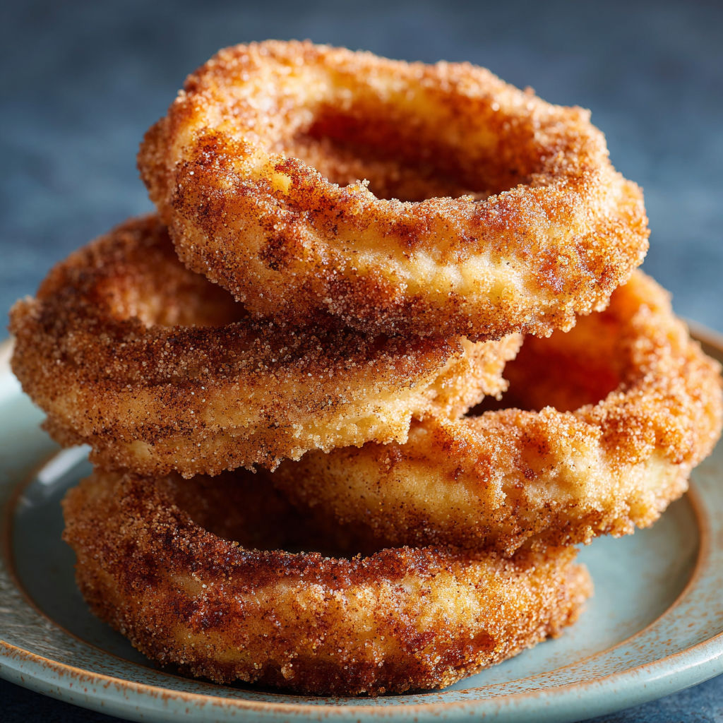 A stack of donuts with a brown sugar coating.