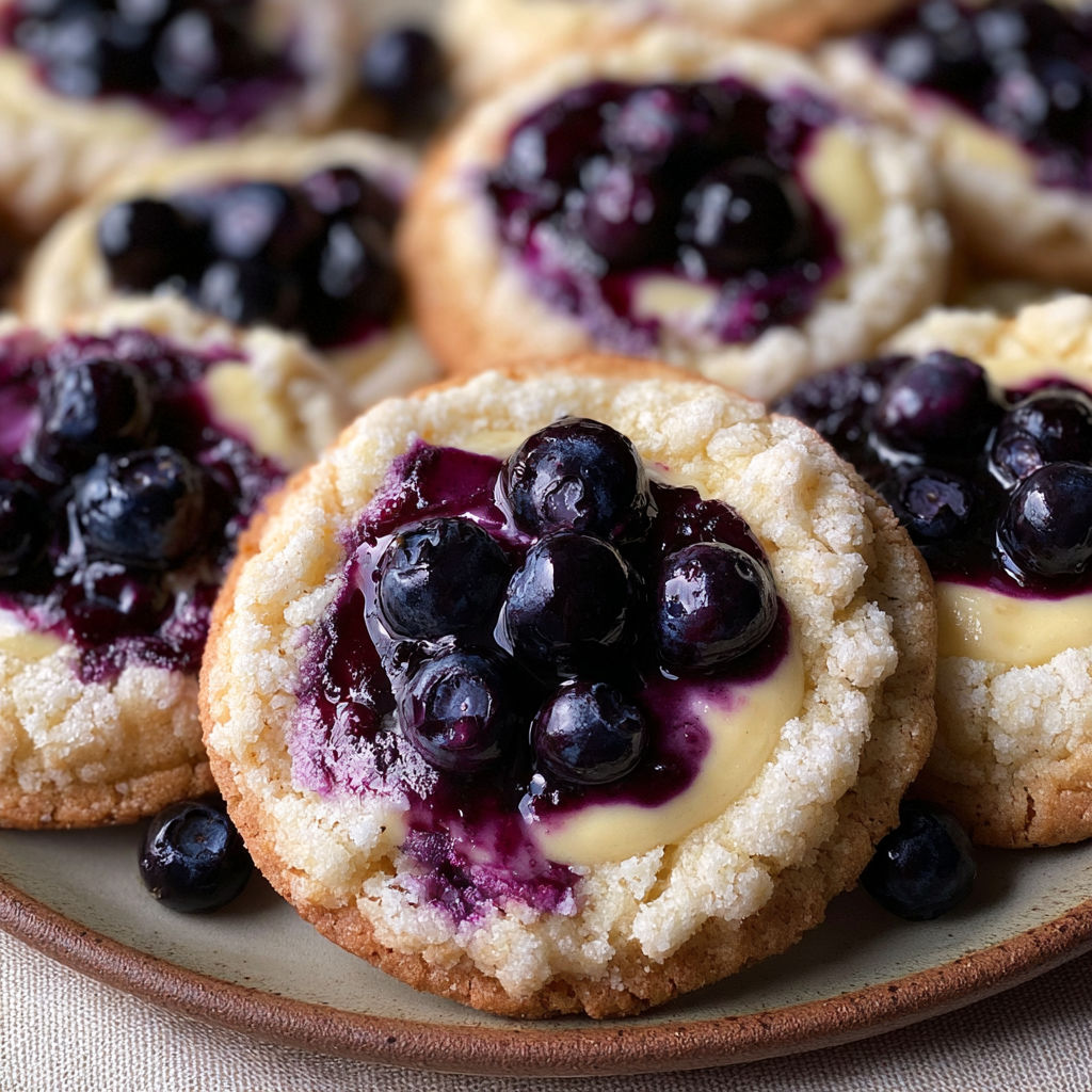 A plate of gluten free blueberry cheesecake cookies.