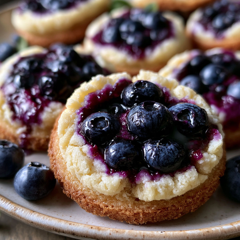A plate of gluten free blueberry cheesecake cookies.