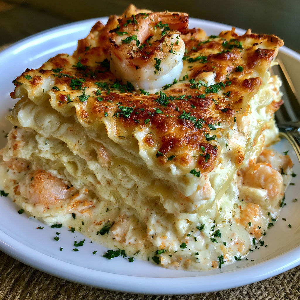 A plate of food with shrimp and cheese.