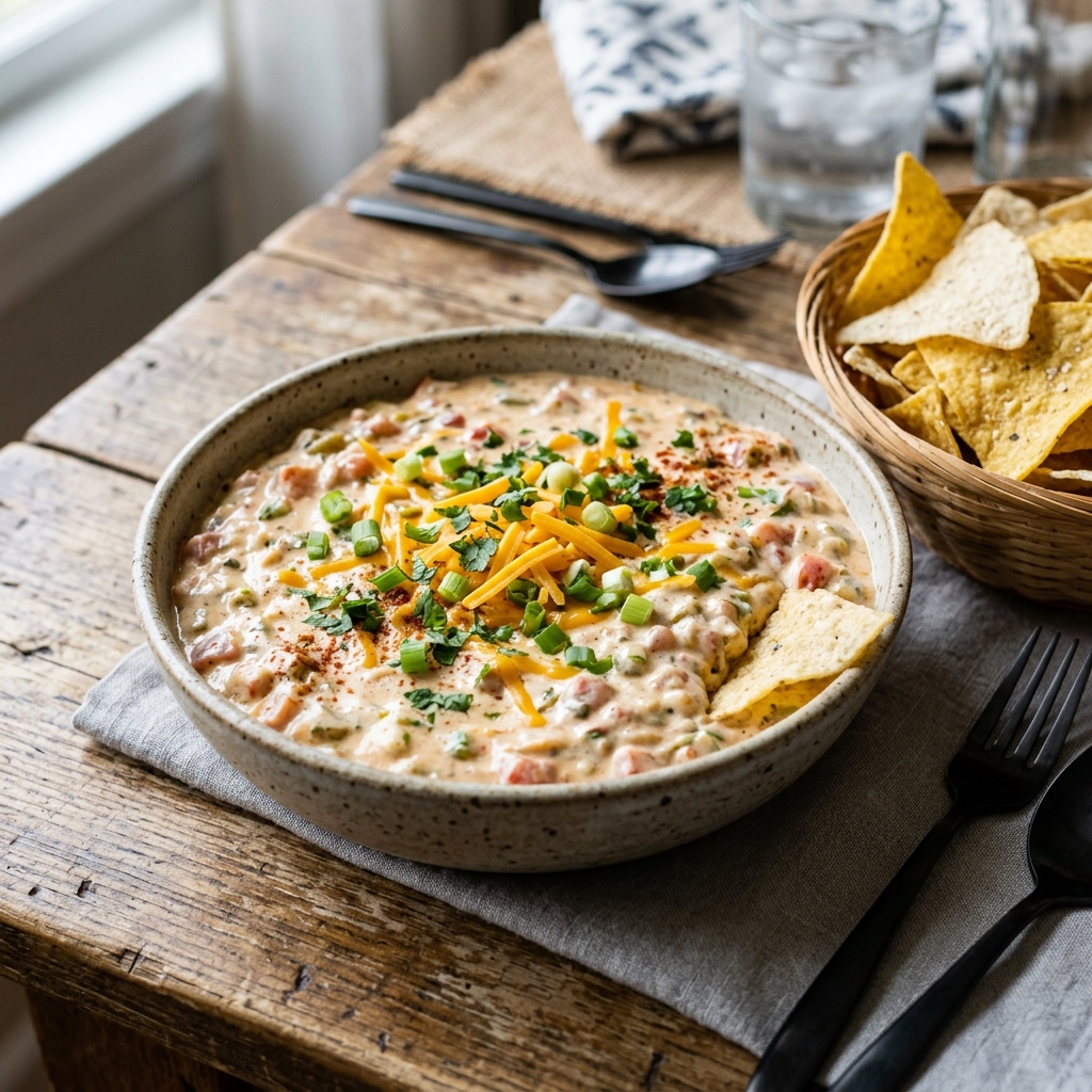A bowl of gringo dip with chips.