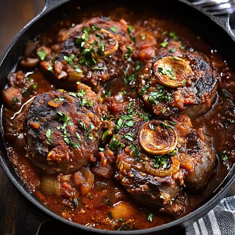 A pot of meat with onions and herbs.