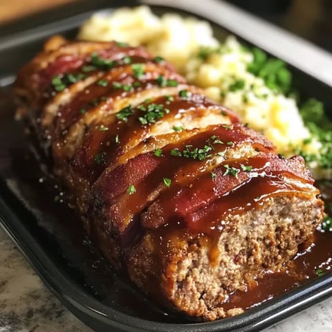 A comforting plate of meatloaf and potatoes.