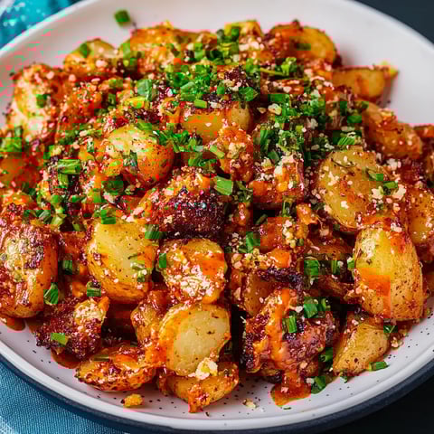 A plate of food with potatoes and other ingredients.