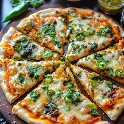 A pizza loaded with cheese and green peppers.
