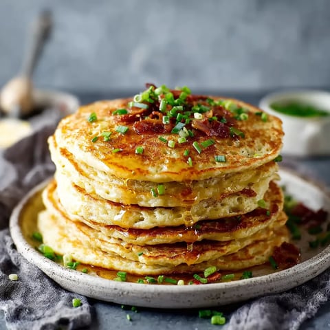 A stack of pancakes with bacon on top.