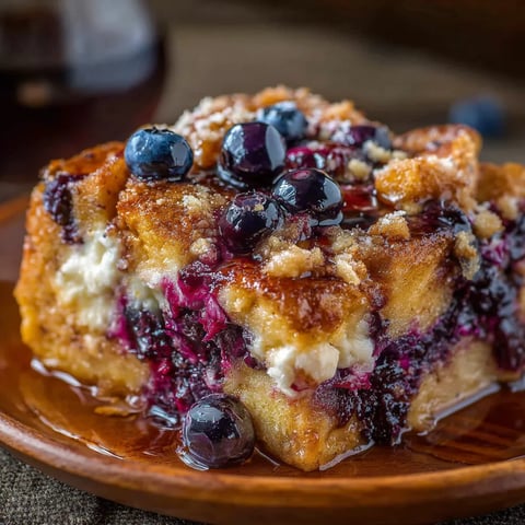 A slice of cake with blueberries on top.