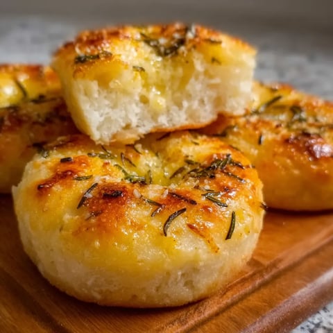 A stack of bread with herbs on top.