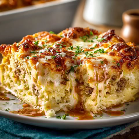 A biscuits and gravy breakfast casserole.