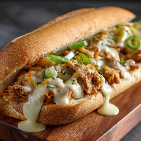 A close up of a buffalo chicken cheesesteak.