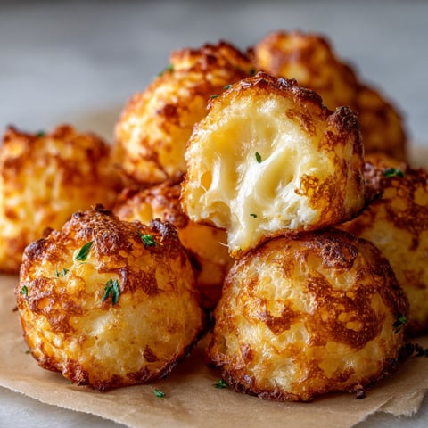Mashed potato cheese puffs on a table.