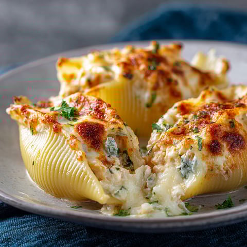 A plate of buffalo chicken stuffed shells.