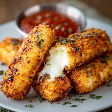 Mozzarella sticks with marinara sauce.