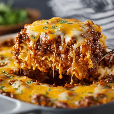 A plate of sloppy joe casserole with a manwich recipe.