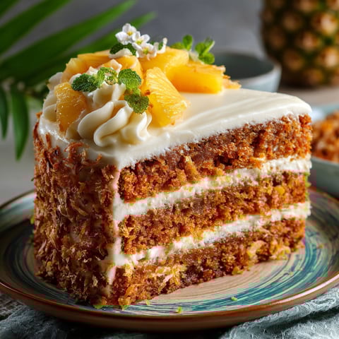 A slice of Hawaiian Carrot Pineapple Cake.