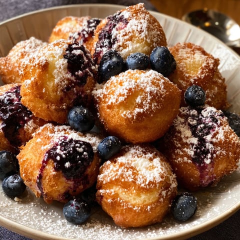 A plate of blueberry cottage cheese donut holes.