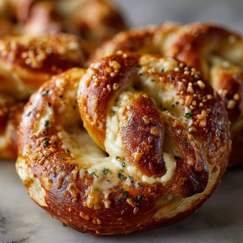 Mozzarella stuffed soft pretzels on a table.