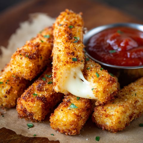 Mozzarella sticks in a bowl with a side of ketchup.