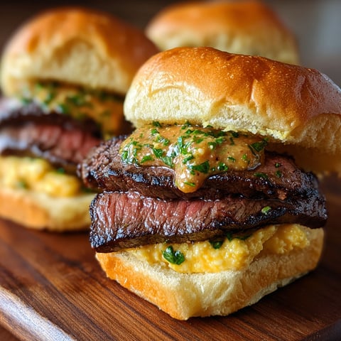 A close up of a cowboy steak slider.