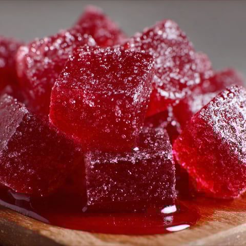 A plate of cinnamon rock candy.