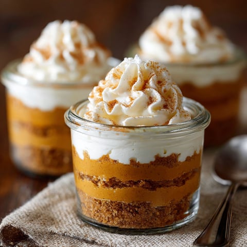 Three mini no-bake pumpkin pies in a jar.