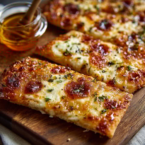 A delicious hot honey flatbread pizza.