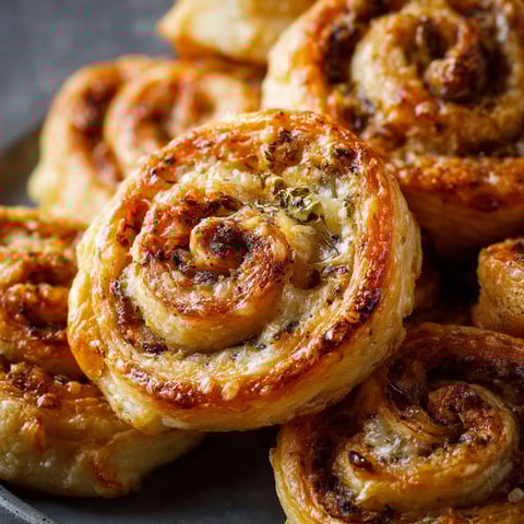 Mushroom Puff Pastry Pinwheels.