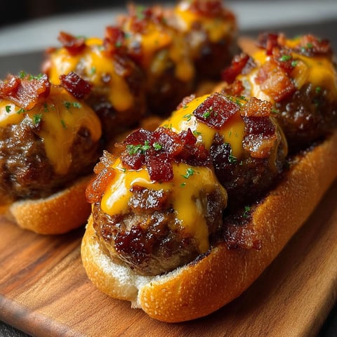 A close up of a bacon cheeseburger meatball.