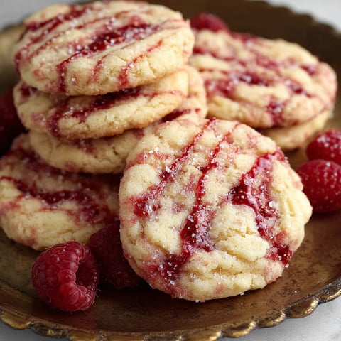 A plate of cookies with raspberry and lemon flavors.
