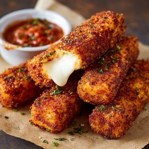 Crispy Nashville Hot Mozzarella Sticks.
