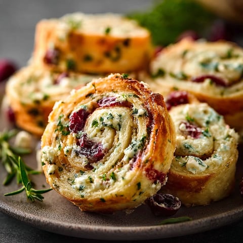 Cranberry Cream Cheese Pinwheels with Feta & Herbs.
