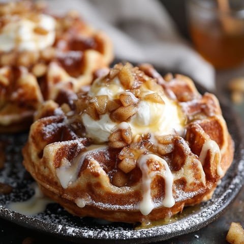 A close up of a waffle with a creamy filling.