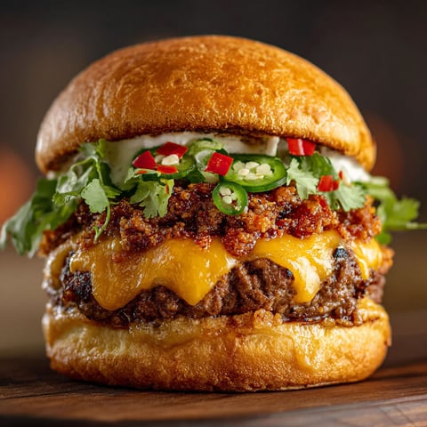 A Blazing Habanero Crunch Melt Volcano Burger.