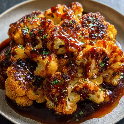 Maple Sriracha Roasted Cauliflower.
