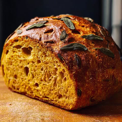 A loaf of pumpkin and sage bread.