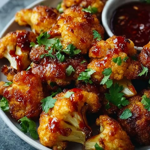A bowl of cauliflower with a sauce on top.