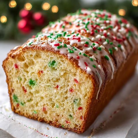 A loaf of Christmas sprinkle buttermilk bread.