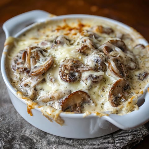 A creamy Russian mushroom julienne in a white bowl.