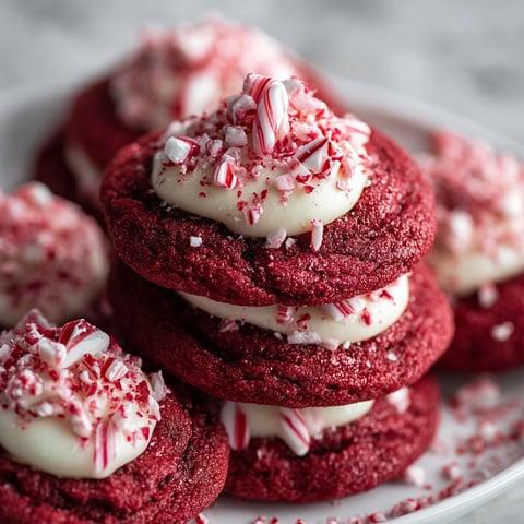 Red velvet blossoms with white frosting and red and white sprinkles.